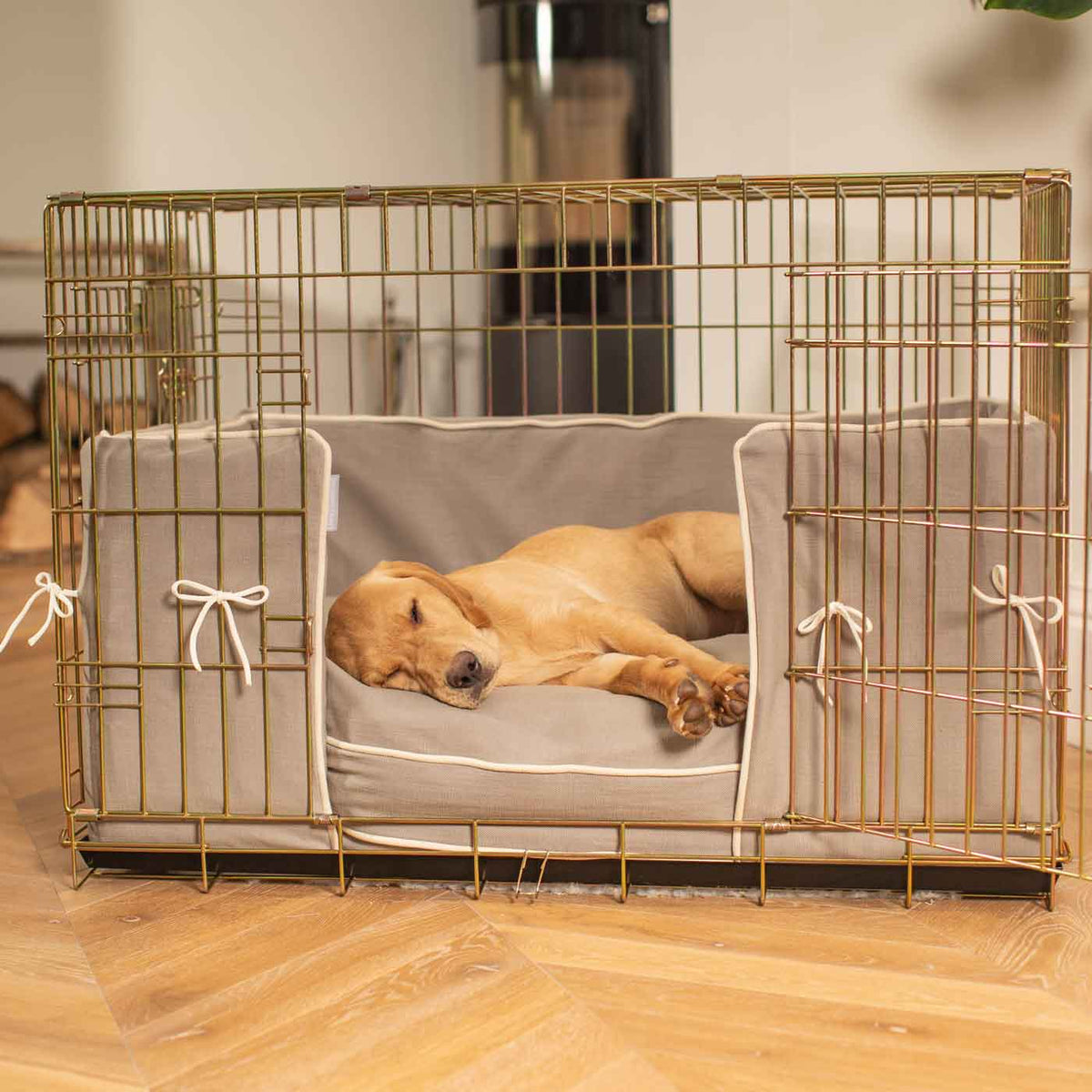 Pare-chocs de cage pour chien en coton Savanna Stone Lavable en machine Personnalisable