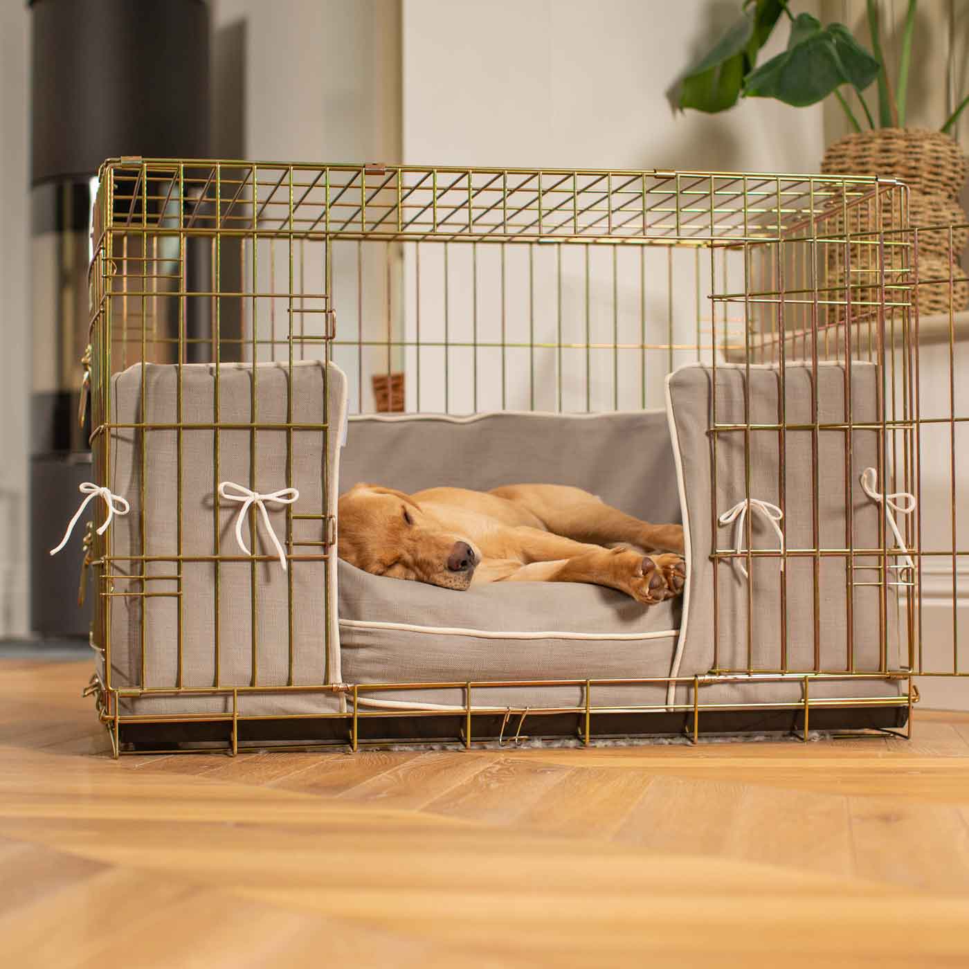 Pare-chocs de cage pour chien en coton Savanna Stone Lavable en machine Personnalisable