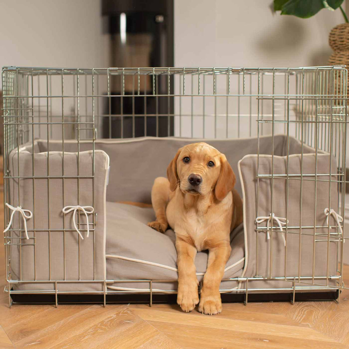 Pare-chocs de cage pour chien en coton Savanna Stone Lavable en machine Personnalisable