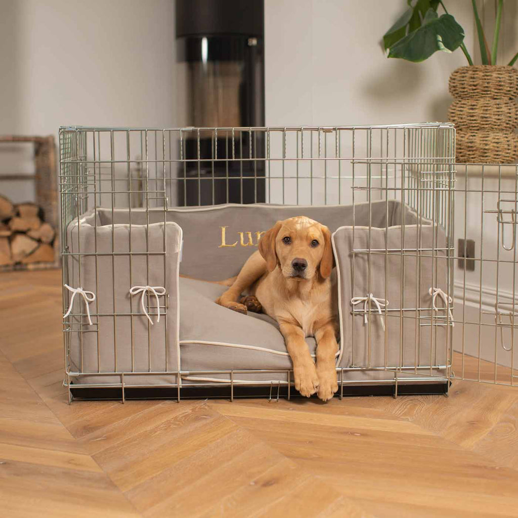 Pare-chocs de cage pour chien en coton Savanna Stone Lavable en machine Personnalisable
