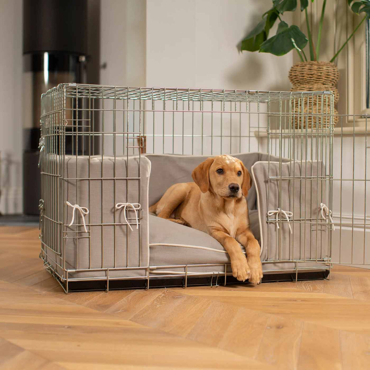 Cotton Dog Crate Bumper in Savanna Stone