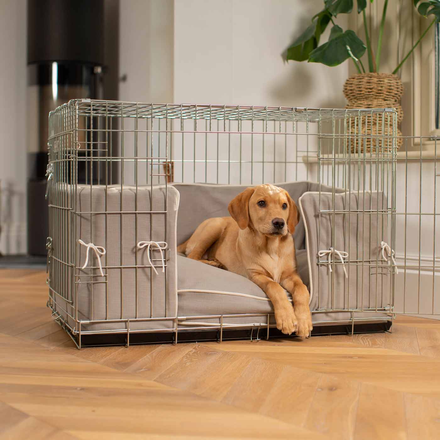Pare-chocs de cage pour chien en coton Savanna Stone Lavable en machine Personnalisable