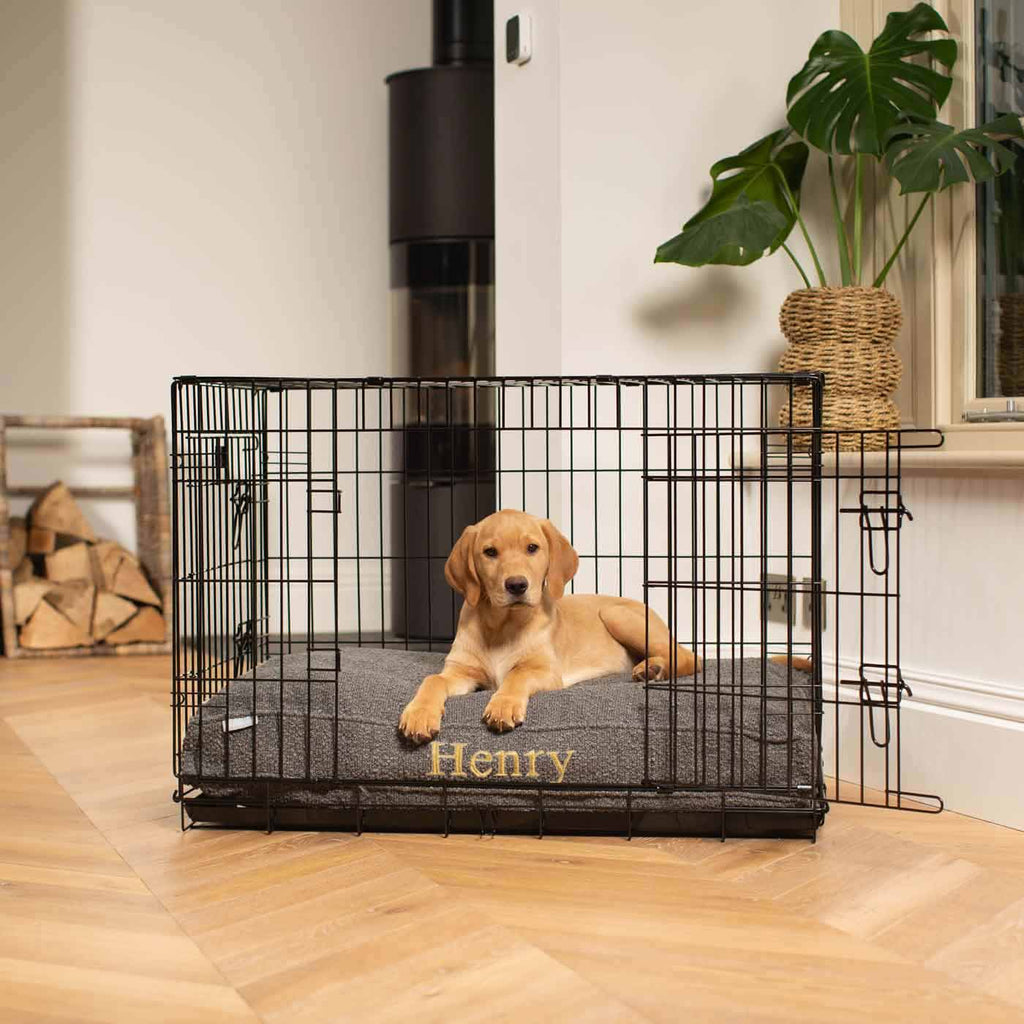 Handgemachtes Hundekissen Granit Bouclé Maschinenwaschbar Wasserabweisendes Futter