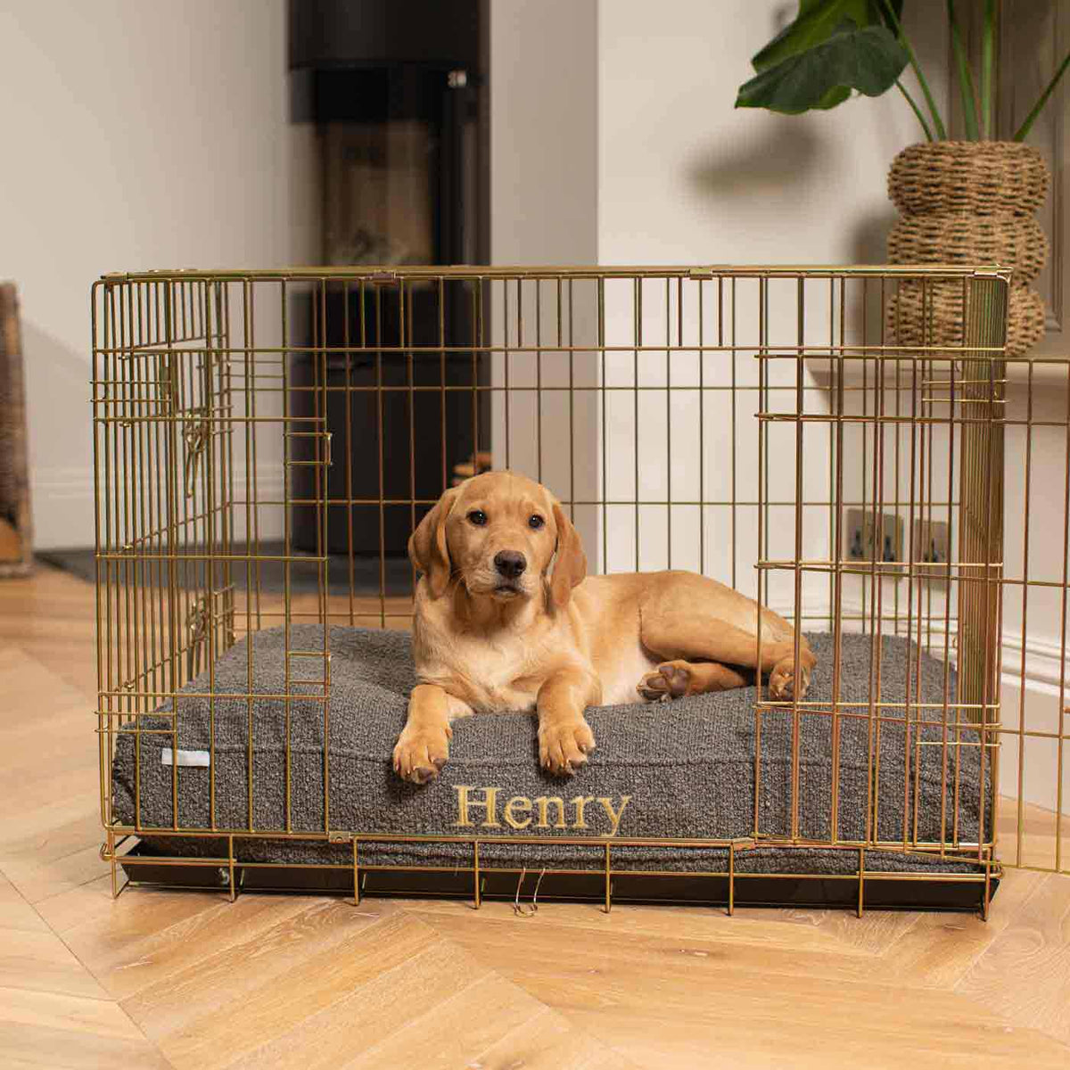 Handgemachtes Hundekissen Granit Bouclé Maschinenwaschbar Wasserabweisendes Futter