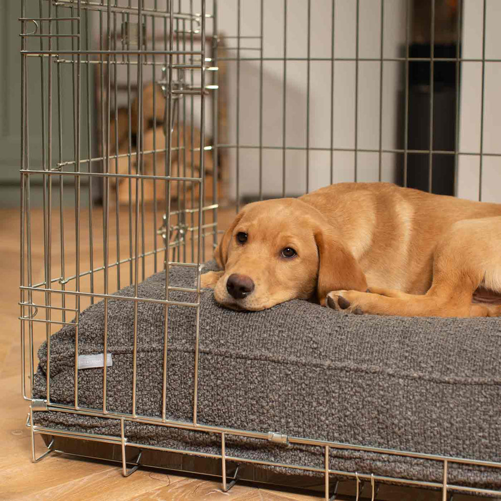 Handgemachtes Hundekissen Granit Bouclé Maschinenwaschbar Wasserabweisendes Futter