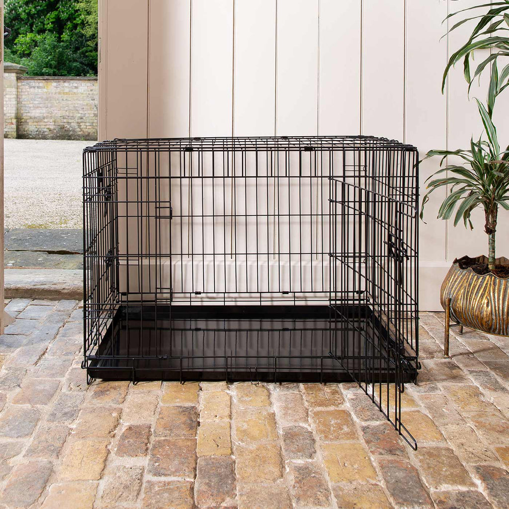 Robuste Deluxe Hundebox Schwarz Zwei Türen Zusammenklappbar S bis XXL