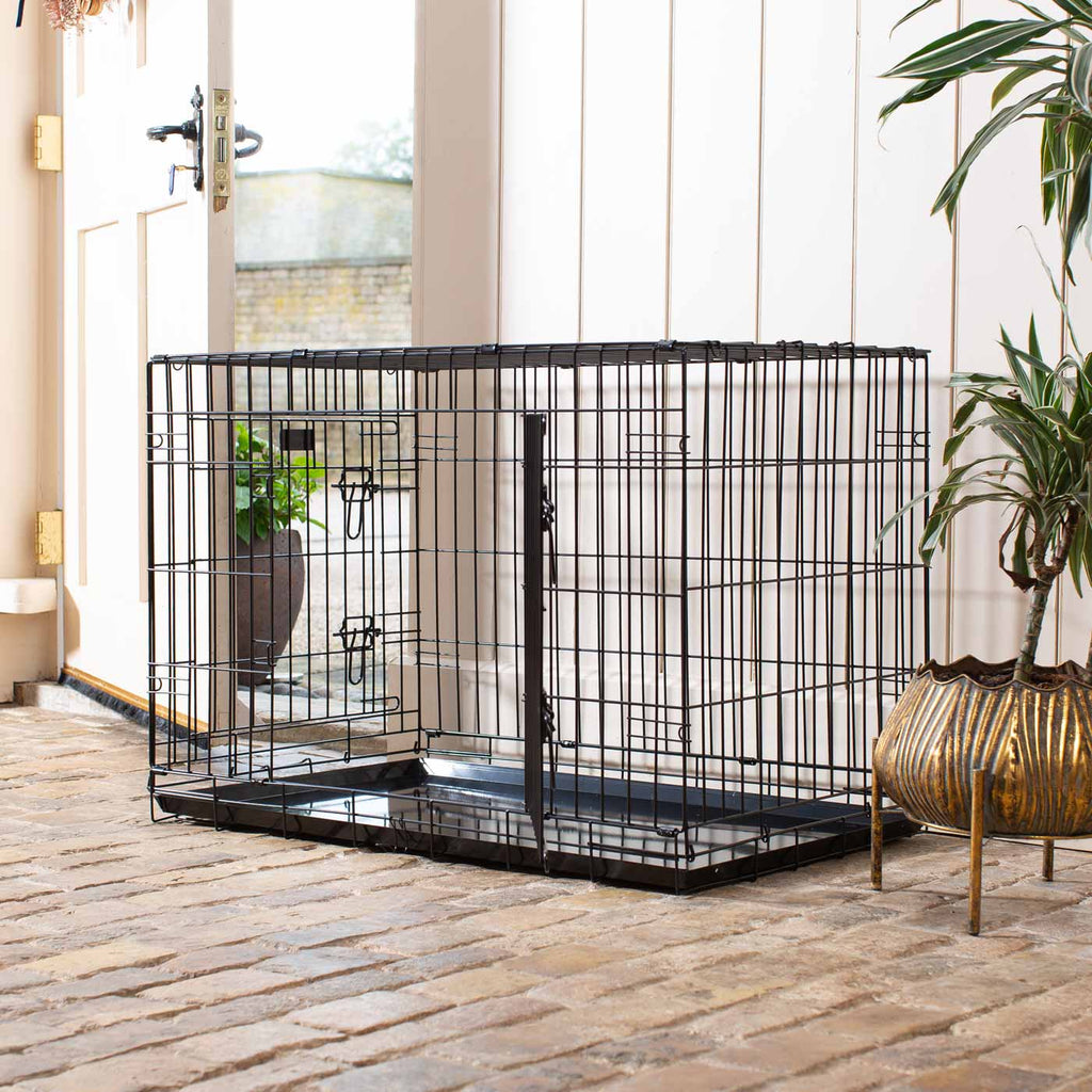 Robuste Deluxe Hundebox Schwarz Zwei Türen Zusammenklappbar S bis XXL