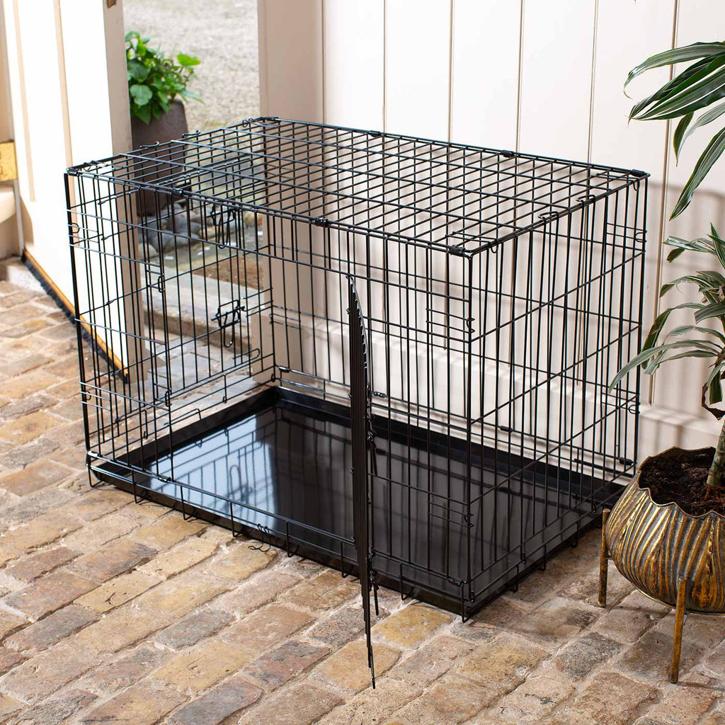 Robuste Deluxe Hundebox Schwarz Zwei Türen Zusammenklappbar S bis XXL