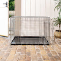 Cage de transport de luxe pour chien, usage intensif, argent, deux portes, pliable, tailles S à XXL