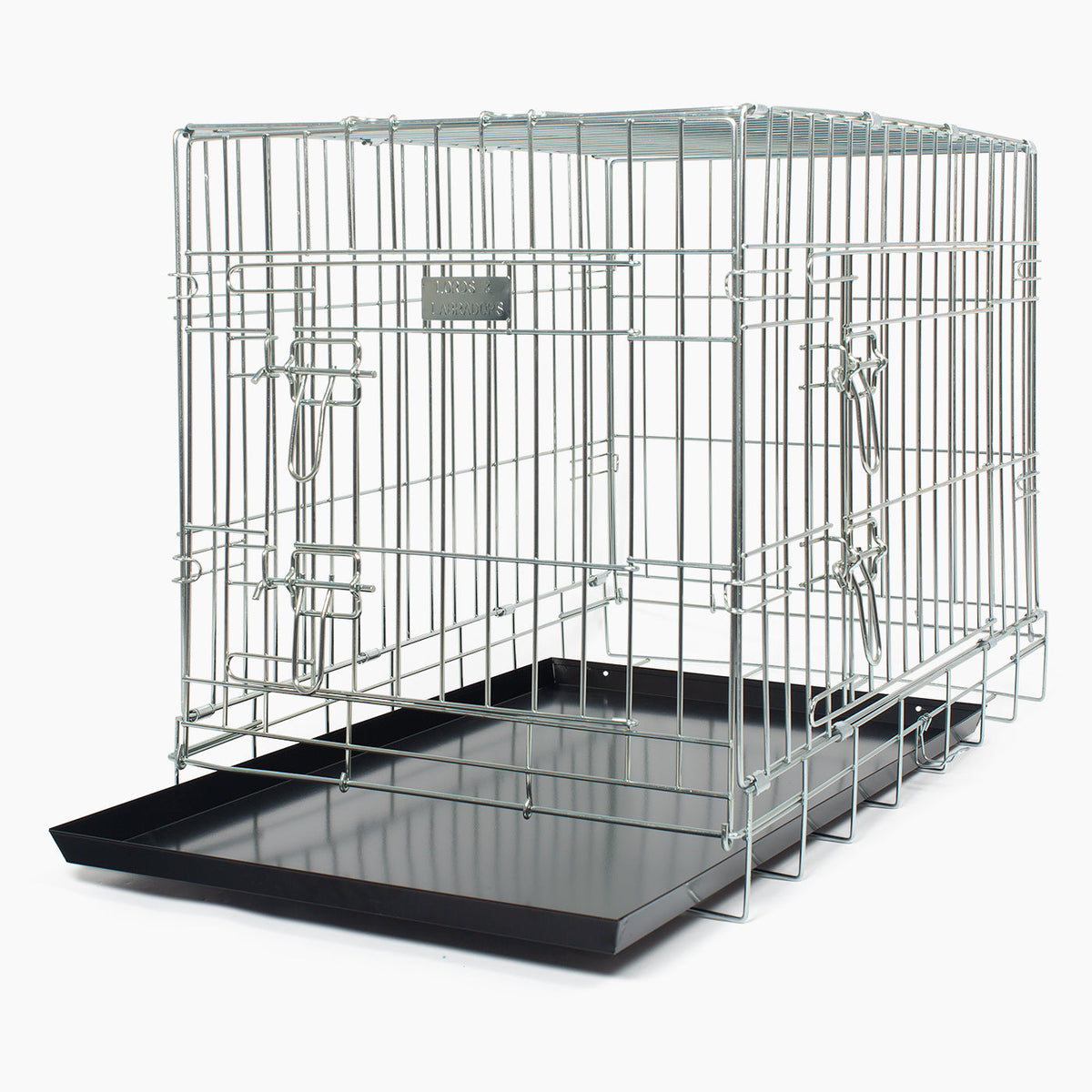 Cage de transport de luxe pour chien, usage intensif, argent, deux portes, pliable, tailles S à XXL