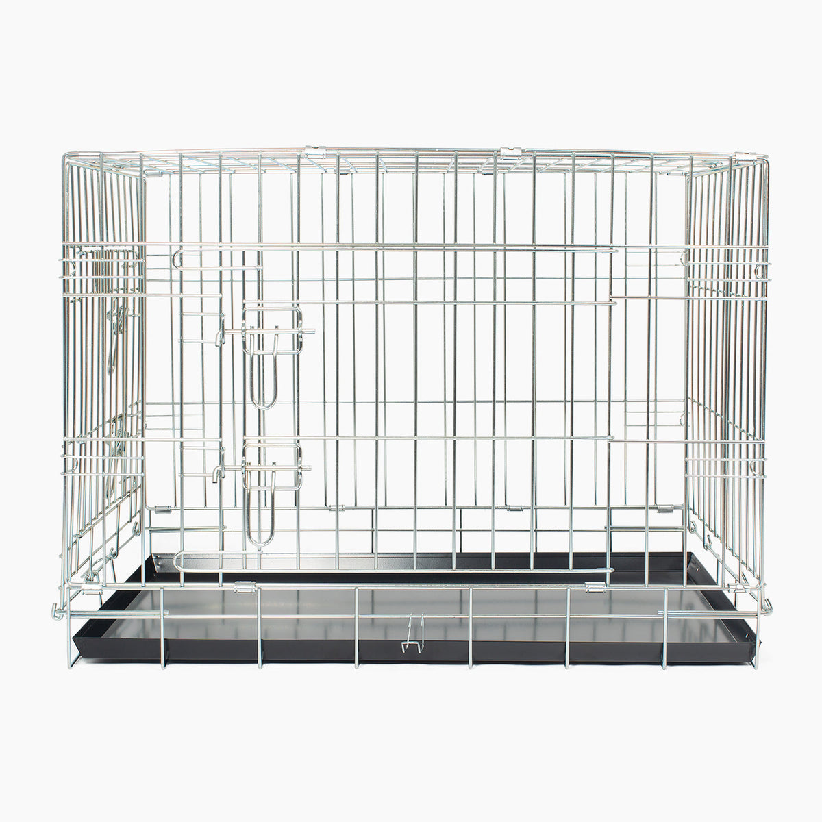Cage de transport de luxe pour chien, usage intensif, argent, deux portes, pliable, tailles S à XXL