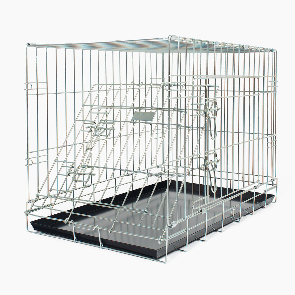 Cage de transport de luxe pour chien, usage intensif, argent, deux portes, pliable, tailles S à XXL