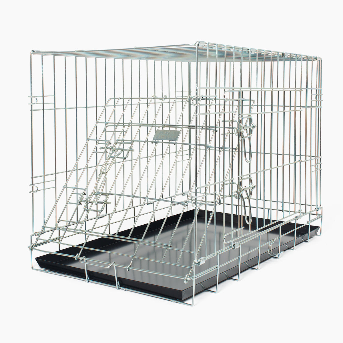 Cage de transport de luxe pour chien, usage intensif, argent, deux portes, pliable, tailles S à XXL