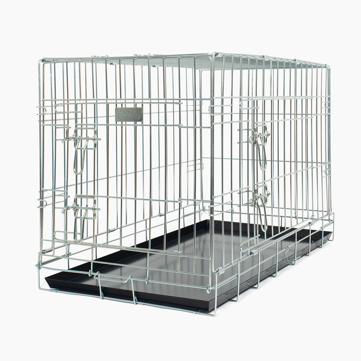 Cage de transport de luxe pour chien, usage intensif, argent, deux portes, pliable, tailles S à XXL