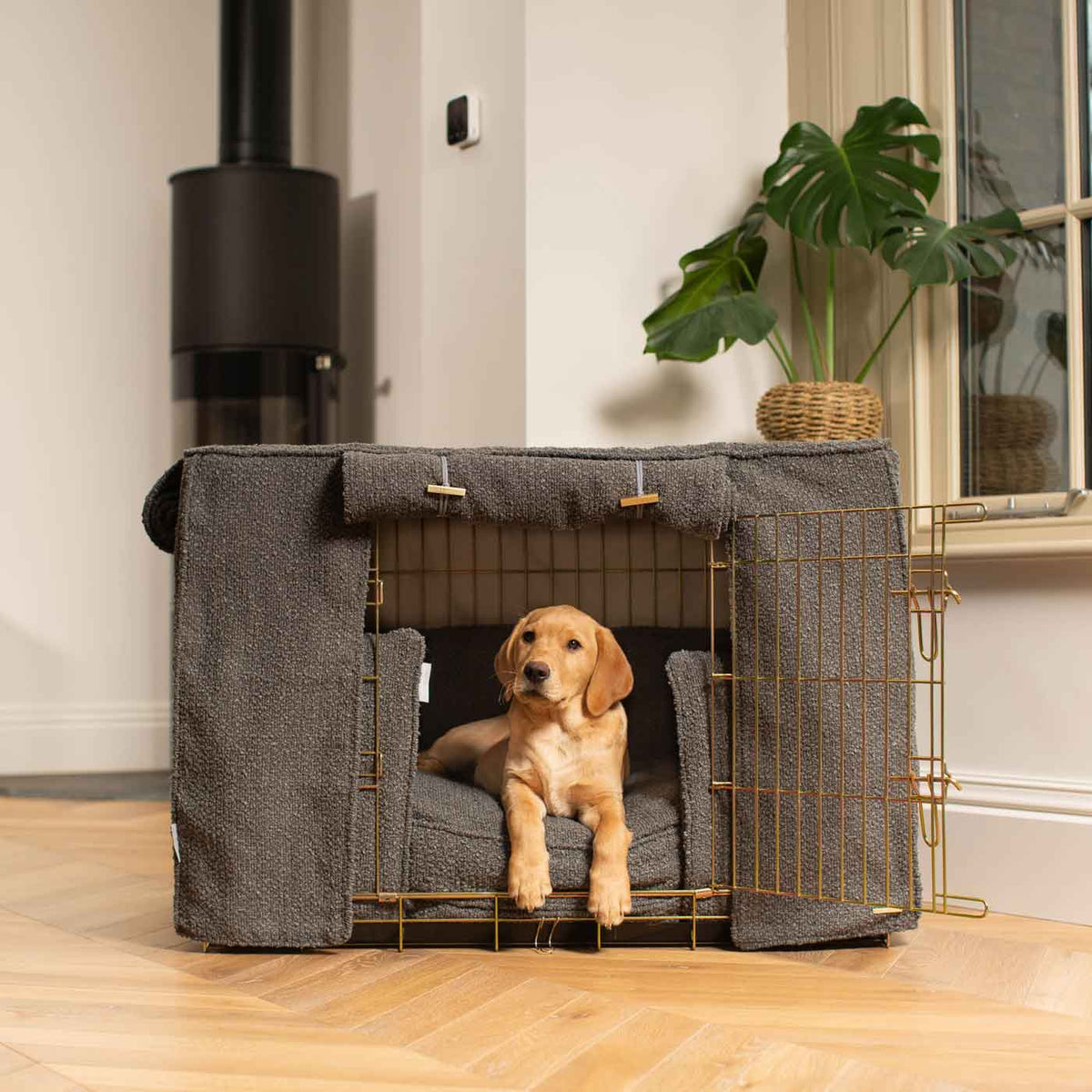 Dog Crate Set Granite Bouclé Fully Lined Personalised