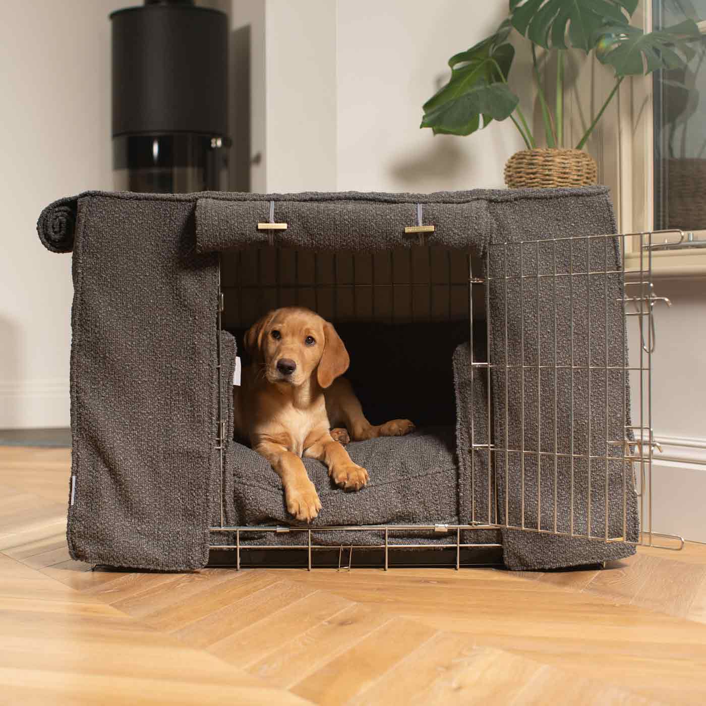Dog Crate Set Granite Bouclé Fully Lined Personalised