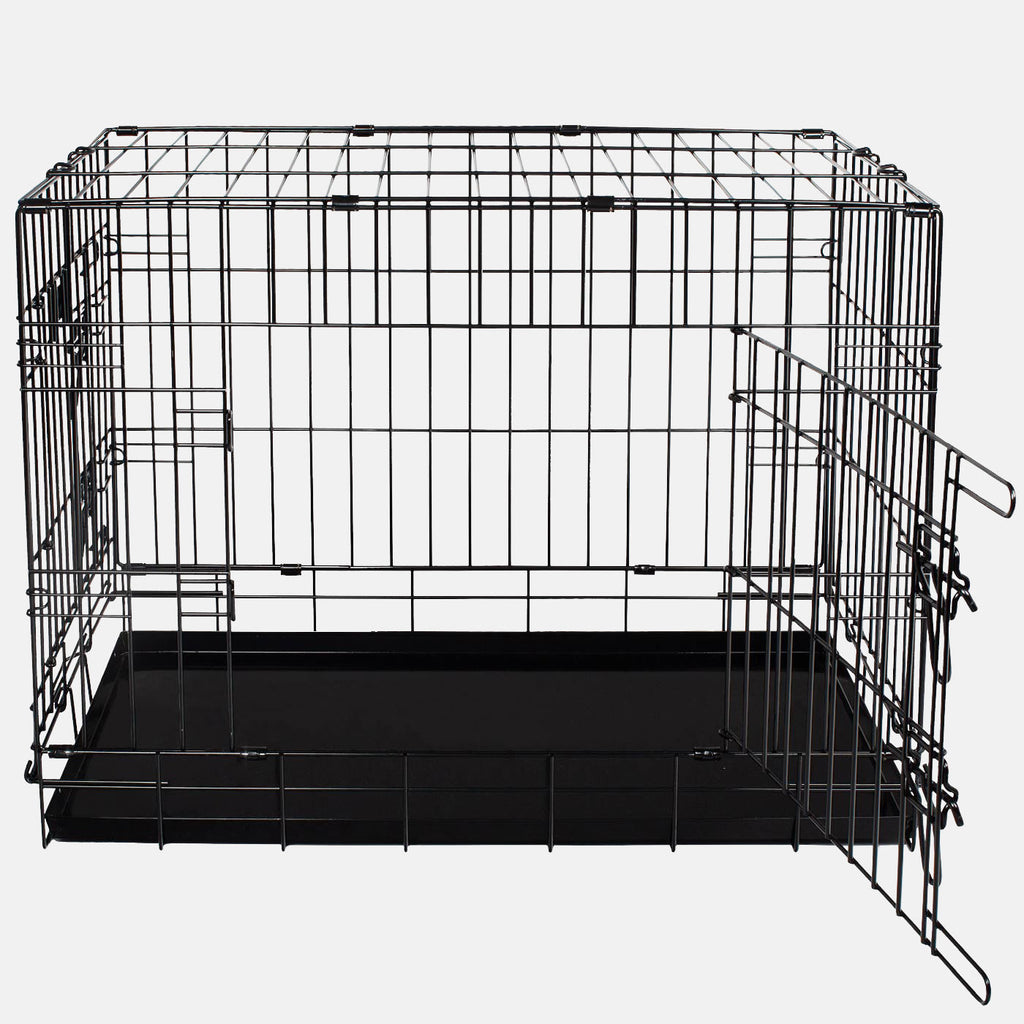 Robuste Deluxe Hundebox Schwarz Zwei Türen Zusammenklappbar S bis XXL