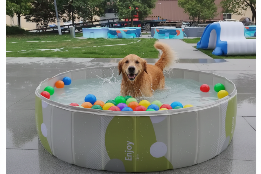 Piscine pliable pour chien sans gonflage, jeu d'eau de jardin résistant aux rayures
