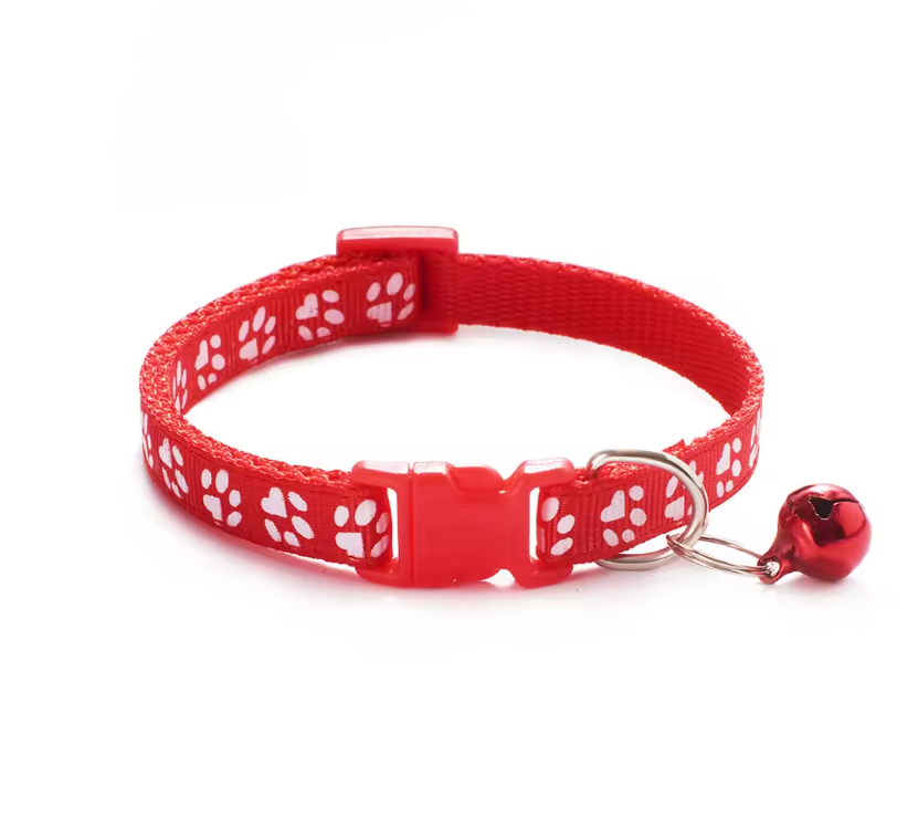 Ensemble collier et laisse réglables Motif pattes Chiens Chats Toutes tailles