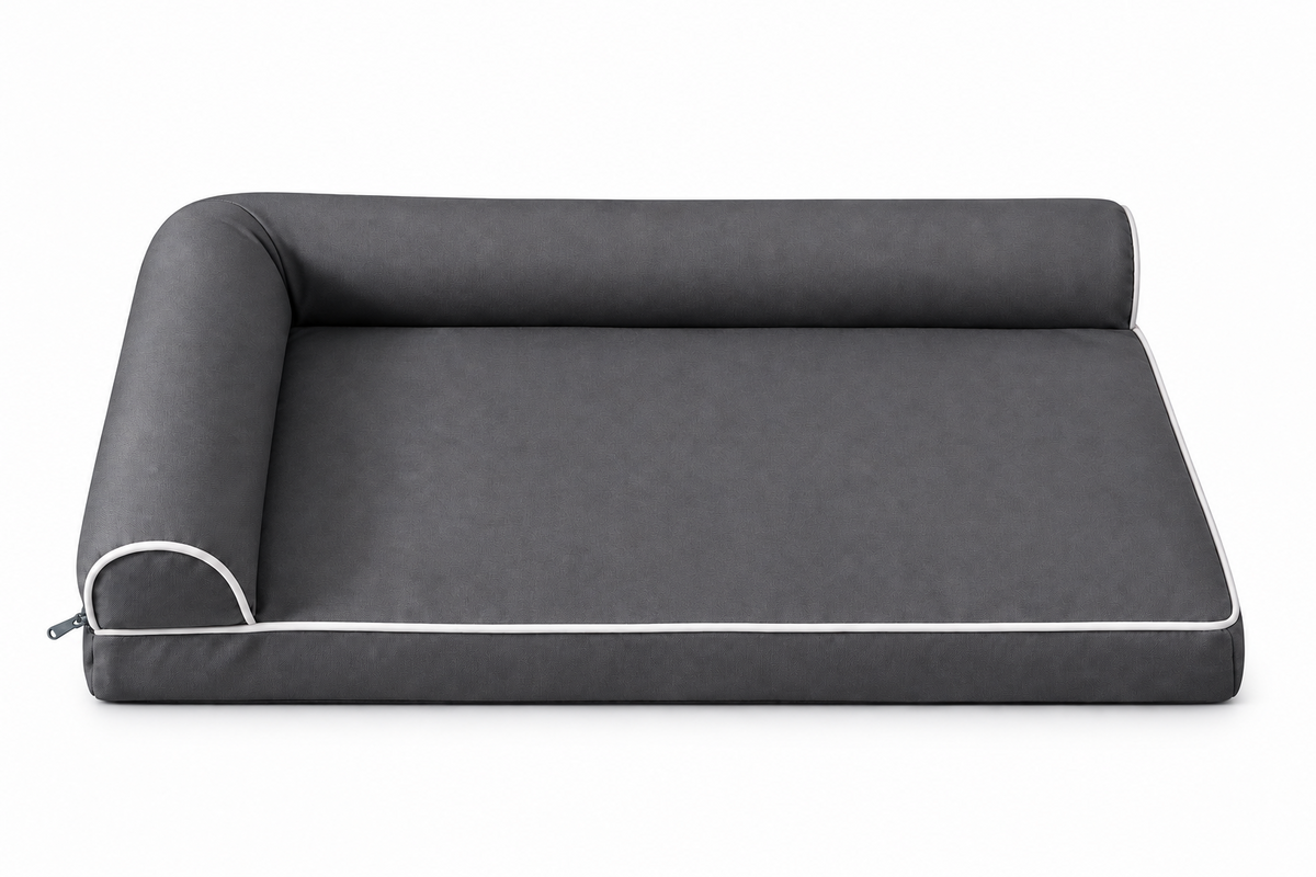 Canapé-Lit Orthopédique en L pour Chien avec Traversin, Chaise Longue pour Animaux, Grand Lit de Repos pour Chien avec Housse Lavable et Amovible