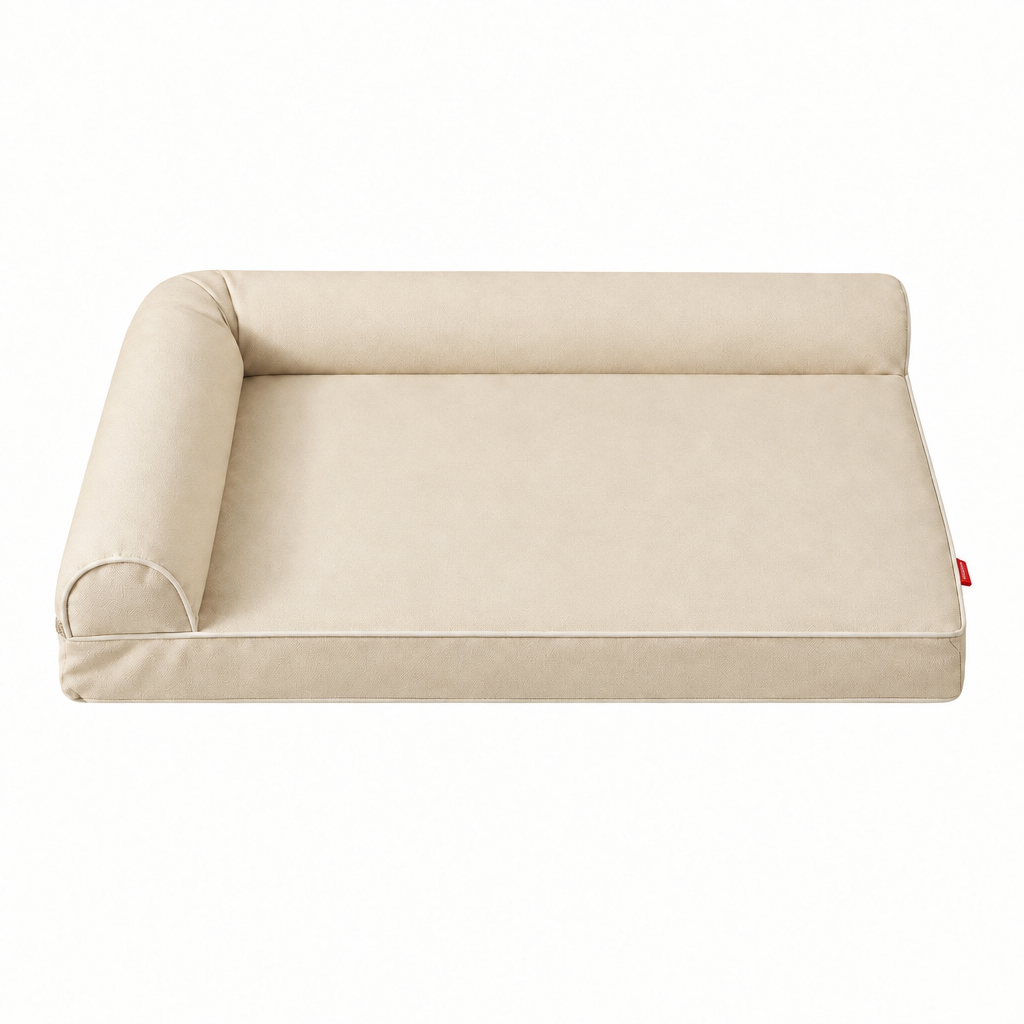 Canapé-Lit Orthopédique en L pour Chien avec Traversin, Chaise Longue pour Animaux, Grand Lit de Repos pour Chien avec Housse Lavable et Amovible