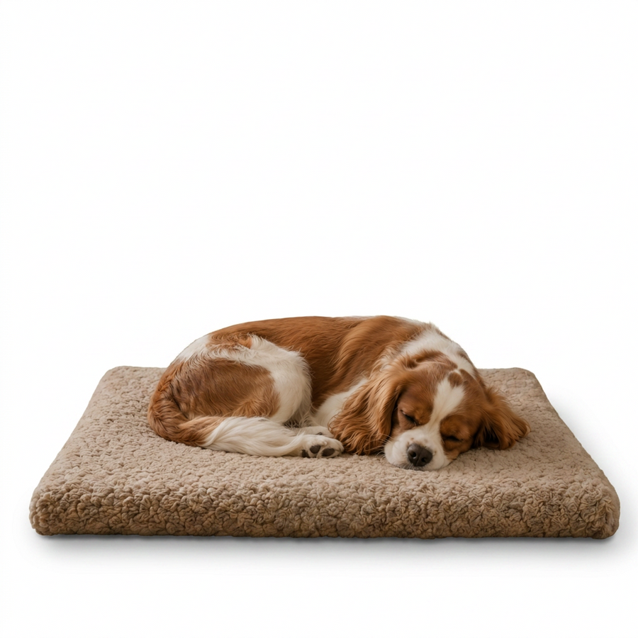 Tapis orthopédique pour animaux de compagnie, lavable, matelas en mousse plate pour chiens et chats, housse douce en fausse fourrure, tapis de cage antidérapant