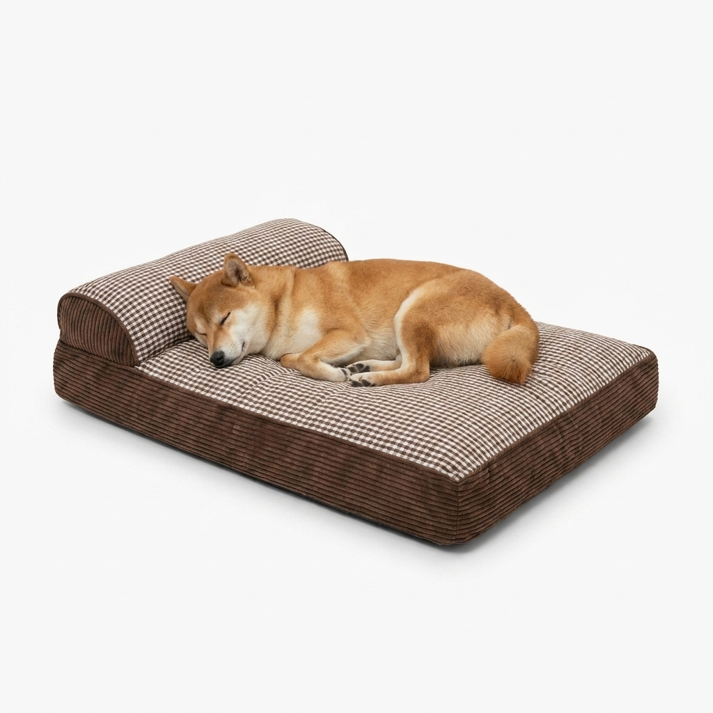 Handmade Plush Orthopedic Dog Bed with dog