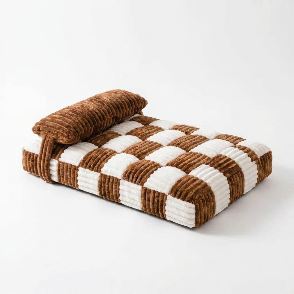 Handmade Plush Orthopedic Dog Bed angled view