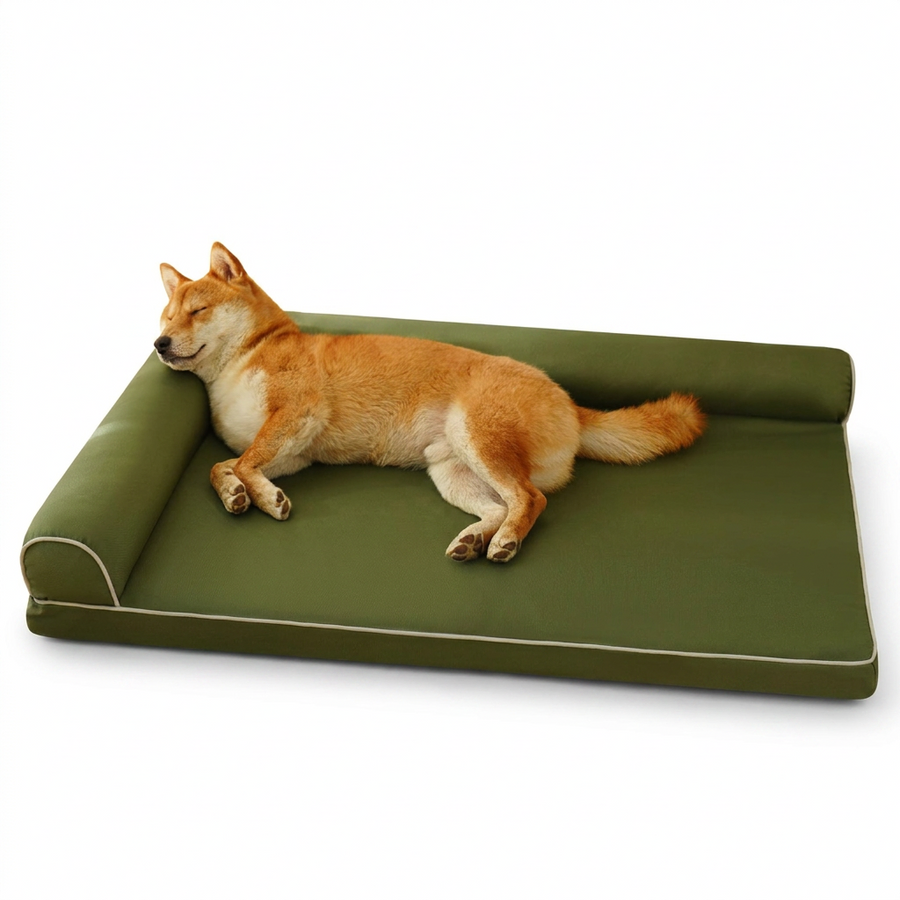L-Shaped Bolster Dog Sofa Bed with dog