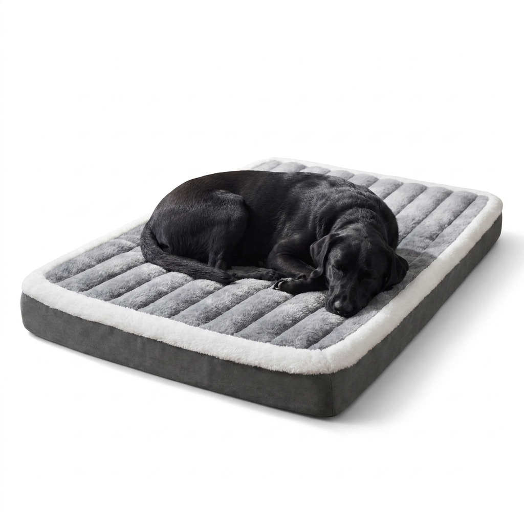Ribbed Plush Foam Pet Mattress with pet