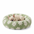 Round Plush Bolster Bed with puppy
