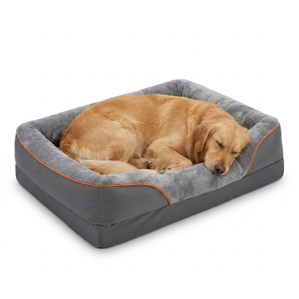 Foam Dog Bed with Bolster with dog