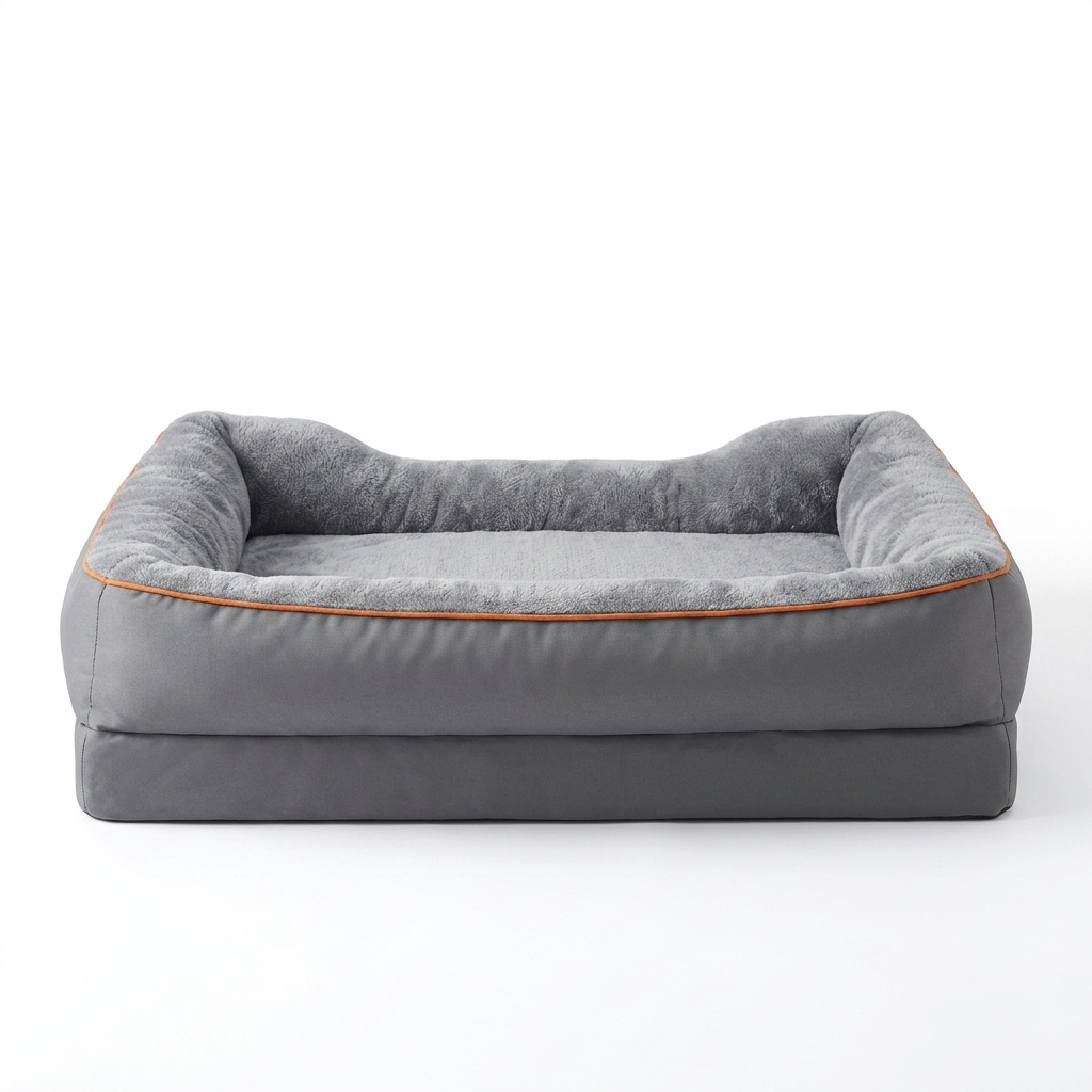Foam Dog Bed with Bolster front view