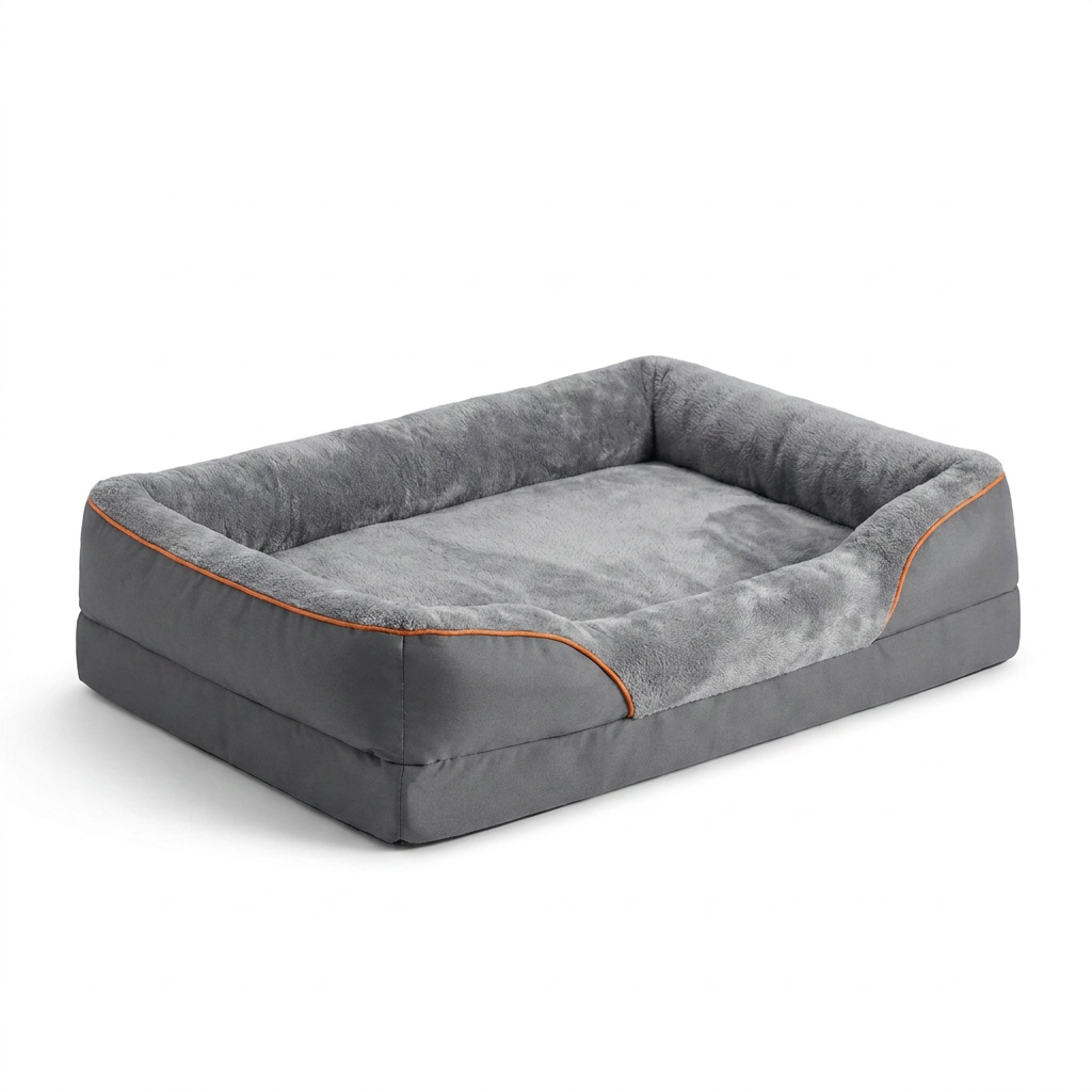 Foam Dog Bed with Bolster angled view