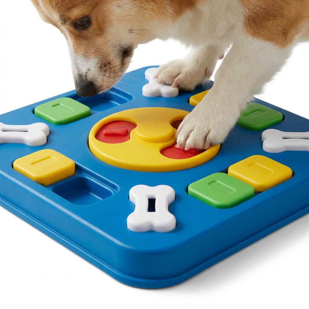 Sliding Treat Puzzle Board with dog paws