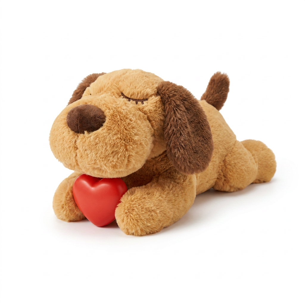 Heartbeat Plush Puppy Toy angled view