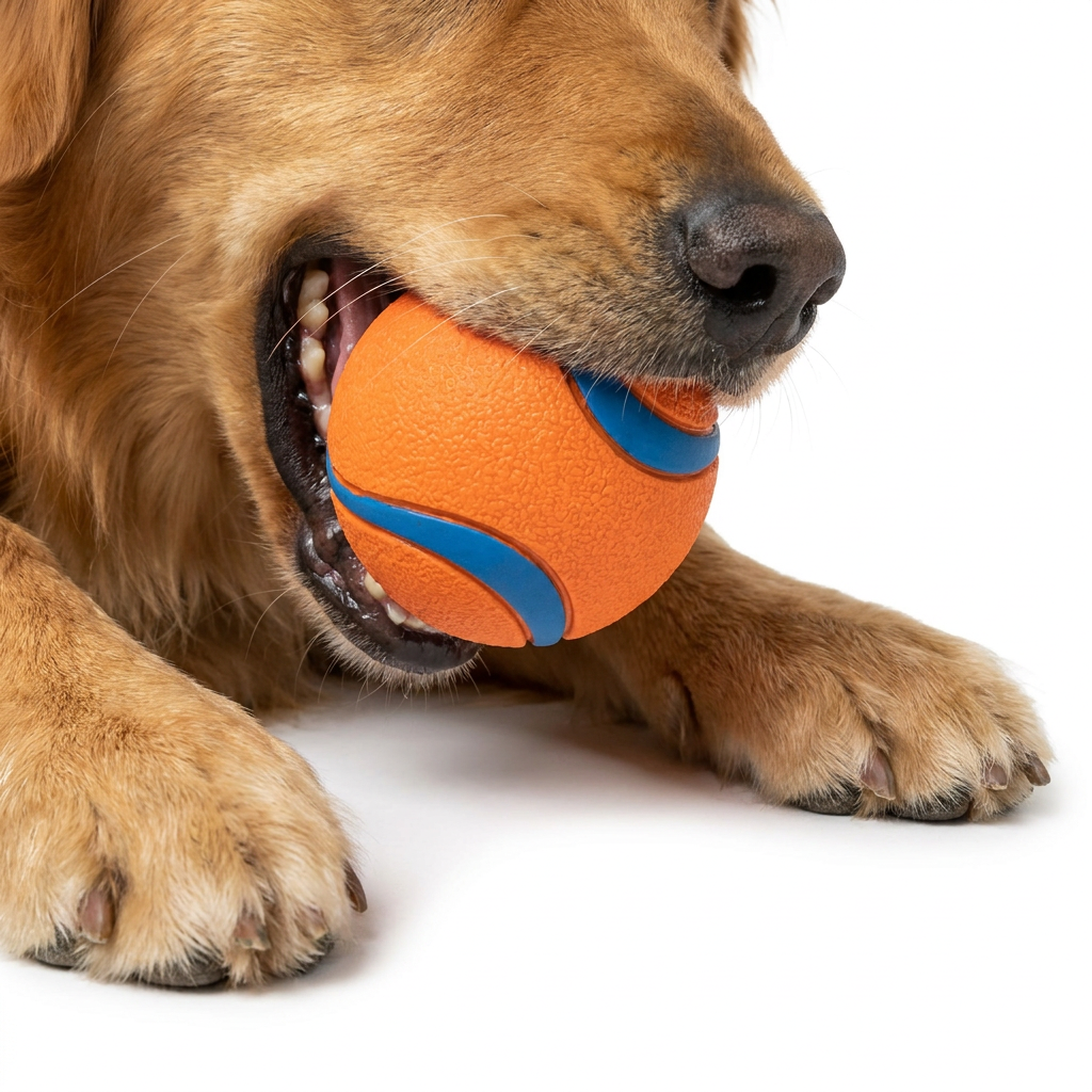 High-Bounce Fetch Ball with dog