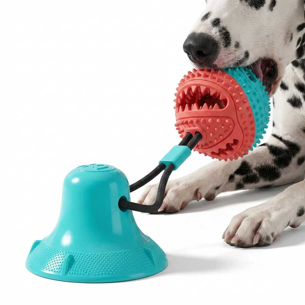 Suction Cup Tug Toy with dog