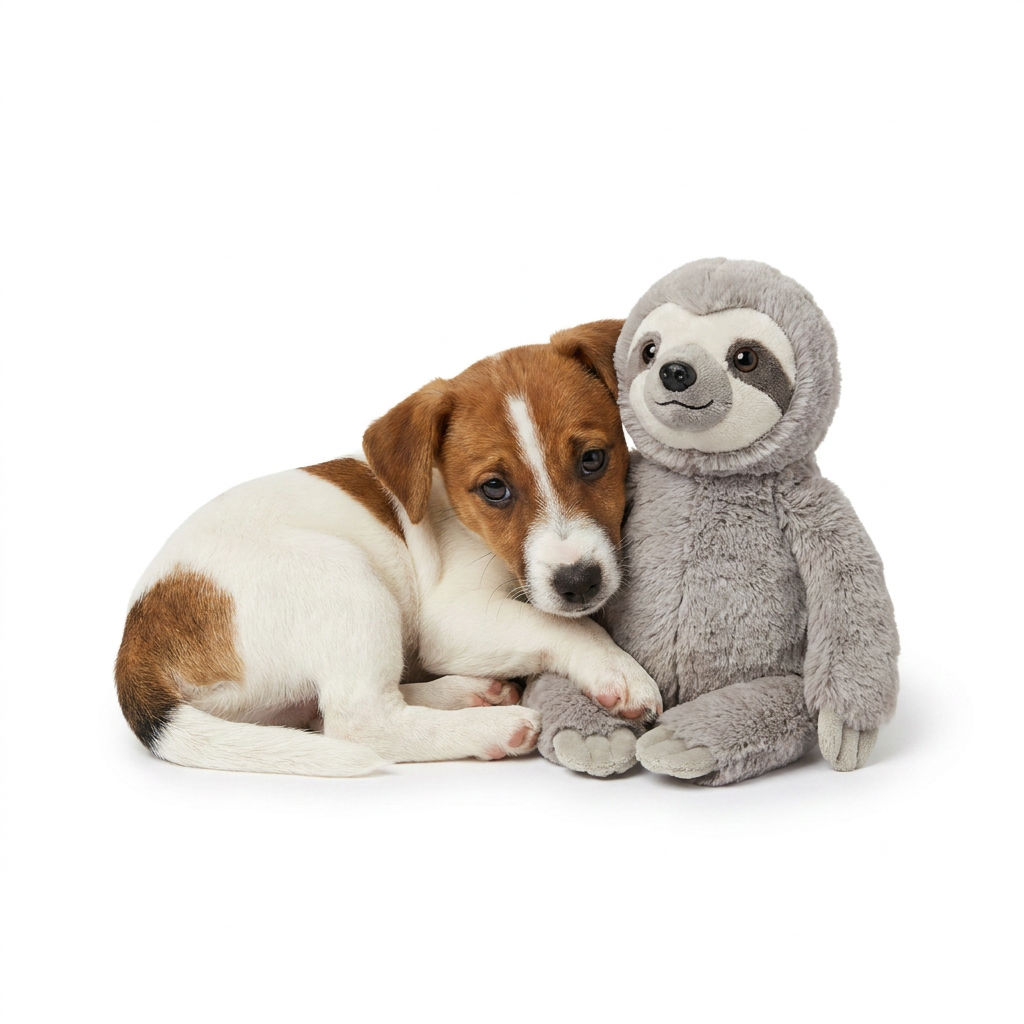Heartbeat Plush Sloth Comfort Toy with puppy
