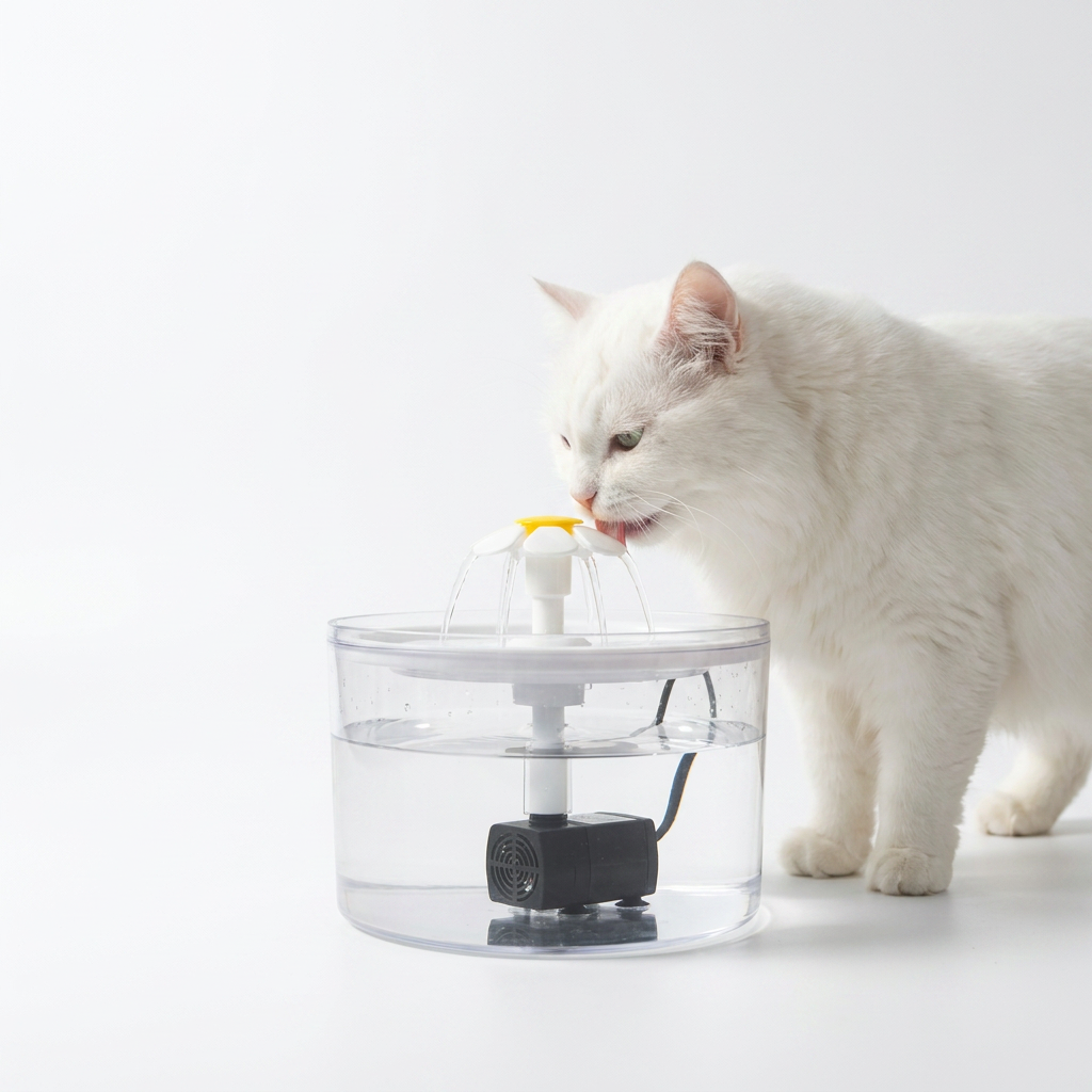 USB Cat Water Fountain with cat drinking