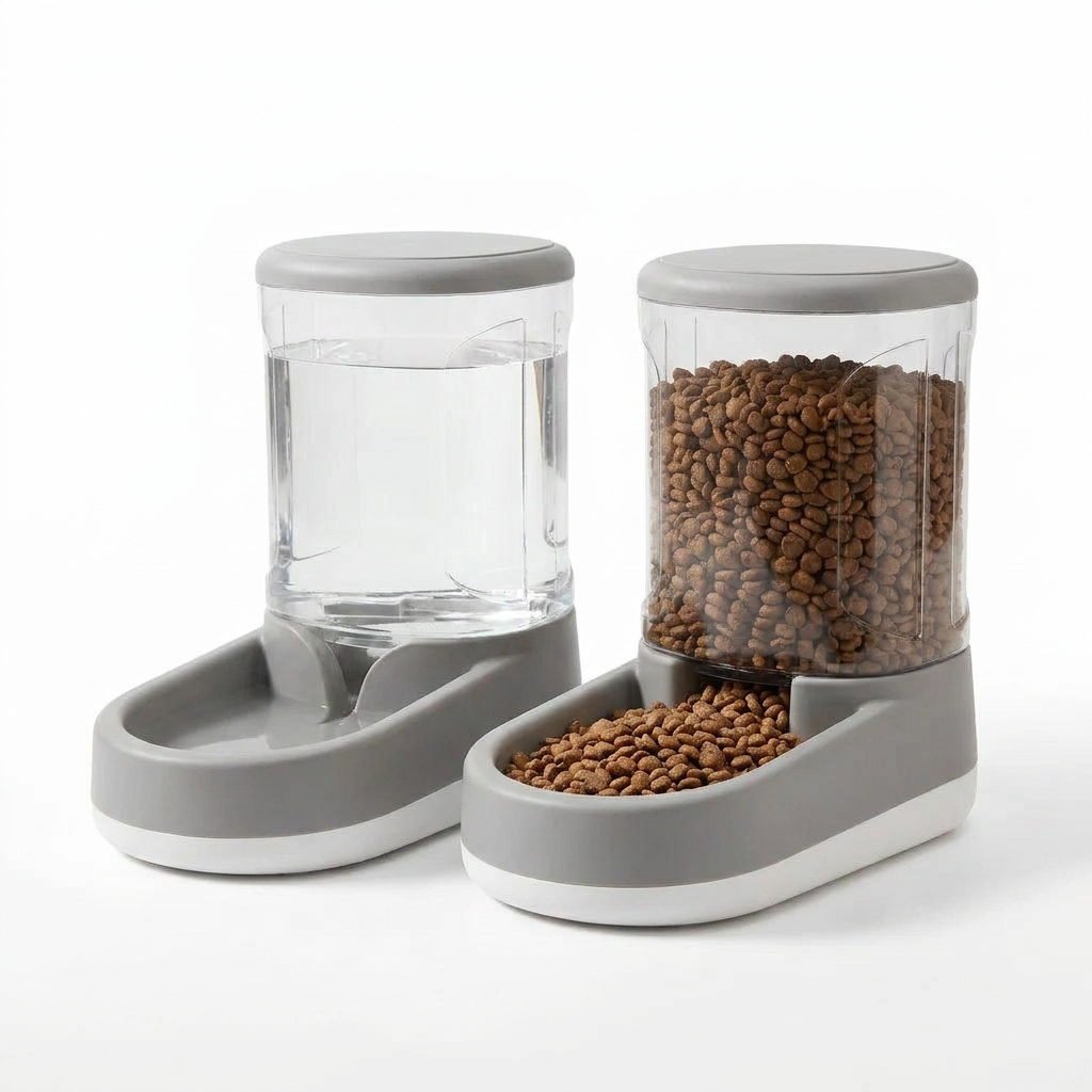 Gravity Fed Pet Food Dispenser angled view