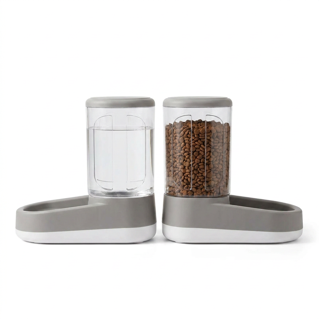 Gravity Fed Pet Food Dispenser side view