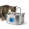 Stainless Steel Circulating Water Fountain with cat