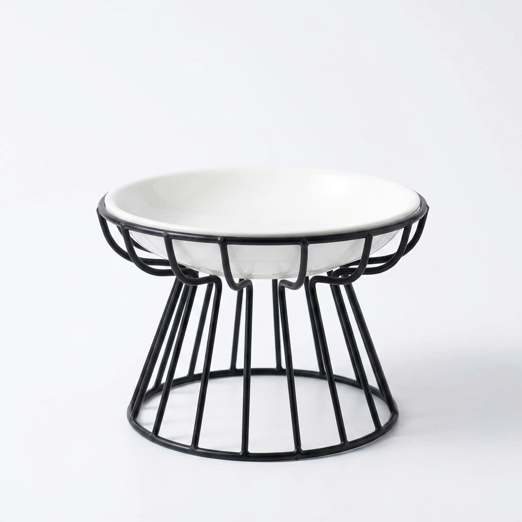 Raised Ceramic Cat Feeding Bowl front view
