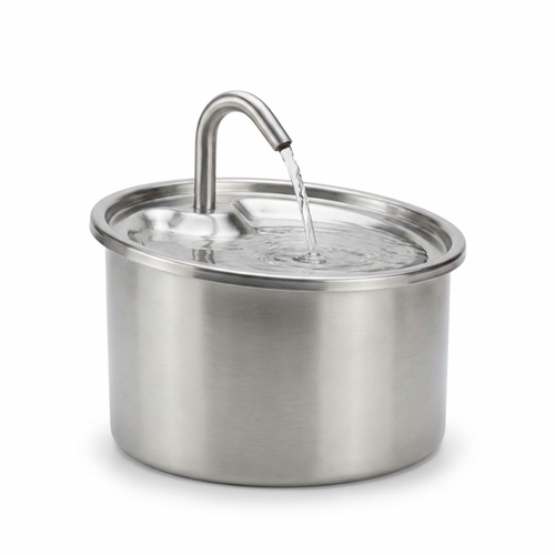 Gravity Fed Pet Feeder and Waterer with dog