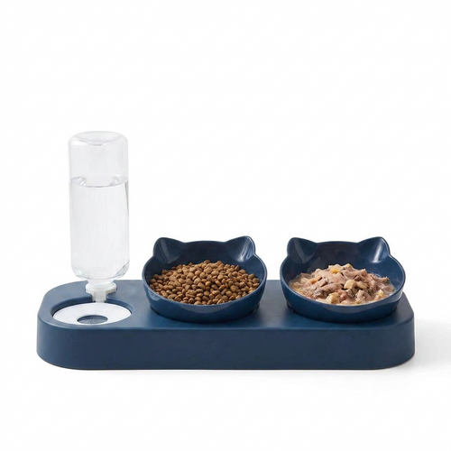 3-in-1 Tilted Cat Bowl Set front view