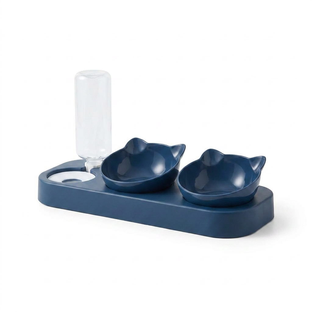 3-in-1 Tilted Cat Bowl Set angled view