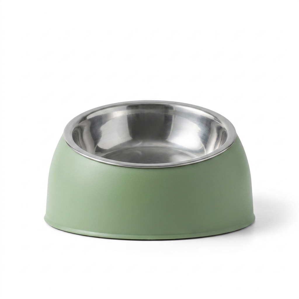 Tilted Stainless Steel Cat Bowl front view
