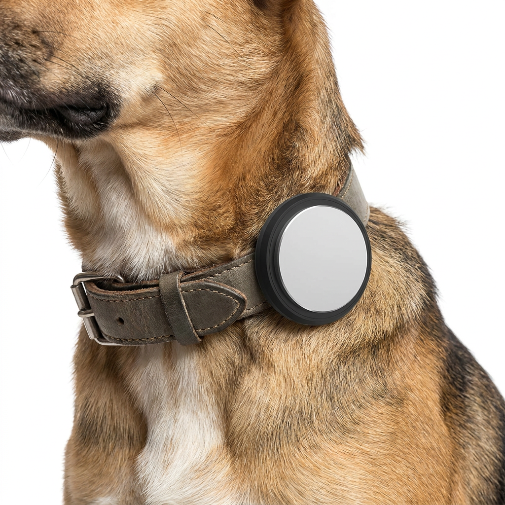 Compact Bluetooth Tracker worn by dog