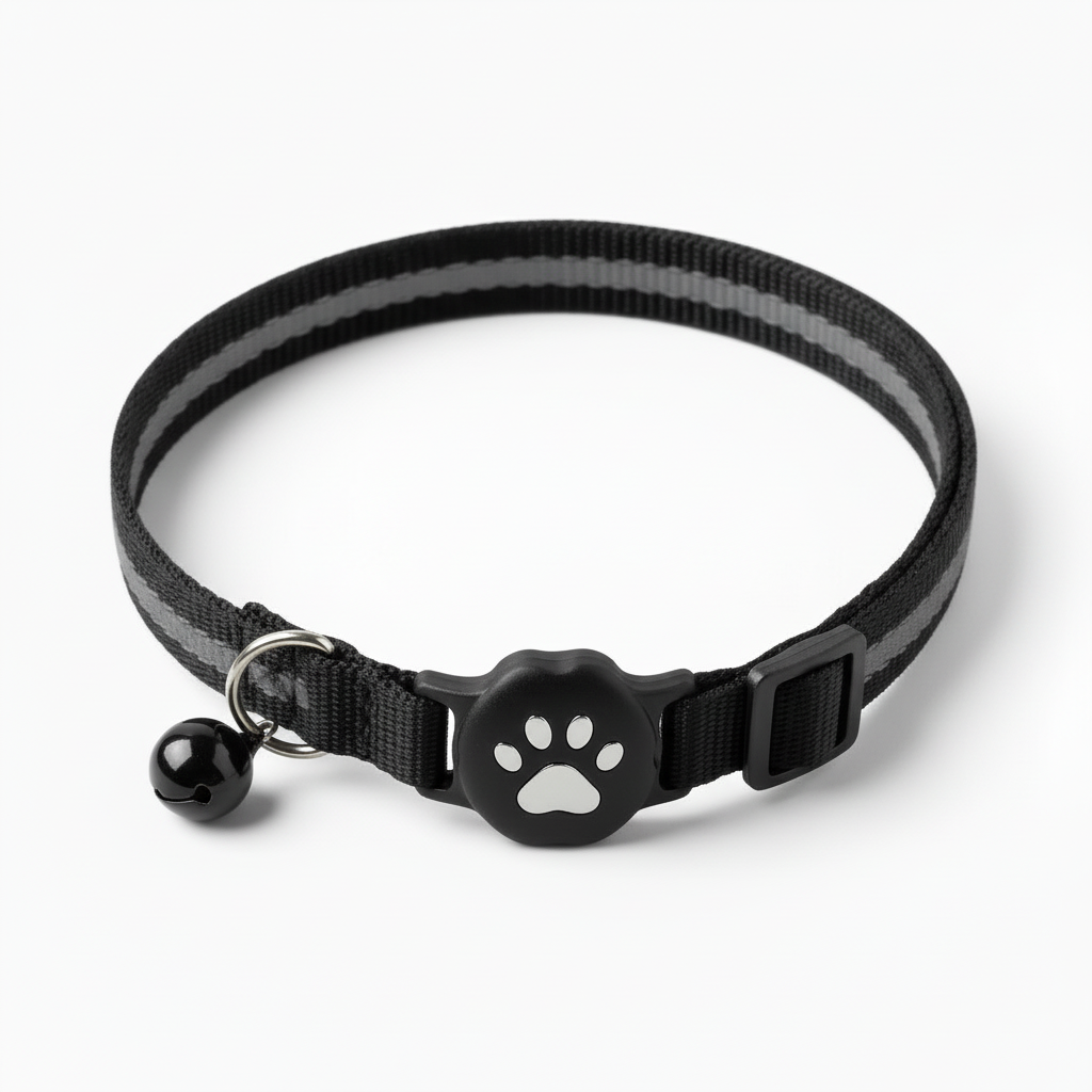 GPS-Katzenhalsband, reflektierend, verstellbar, Echtzeit-Tracking mit Glöckchen, smarter Locator